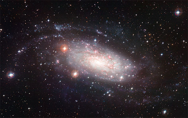 Спиральная галактика без балджа NGC 3621. Снимок сделан камерой Wide Field Imager, установленной на 2,2-метровом телескопе ESO в обсерватории Ла-Силья в Чили. Изображение с сайта www.eso.org