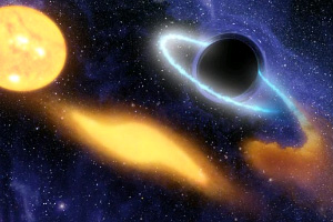 Поглощение звезды черной  дырой в представлении художника (изображение с сайта www.nasa.gov)