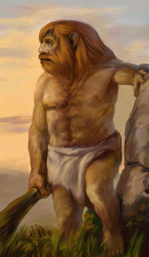 Неандерталец  (реконструкция Николая Ковалева с сайта macroevolution.narod.ru)