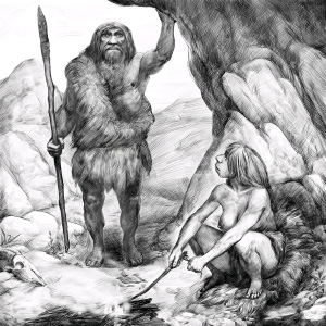 Неандертальцы (рисунок  Николая Ковалева с сайта macroevolution.narod.ru)