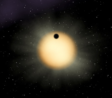 Прохождение планеты перед звездой (© Jeffrey Hall, Lowell Observatory; изображение с сайта www.universetoday.com)