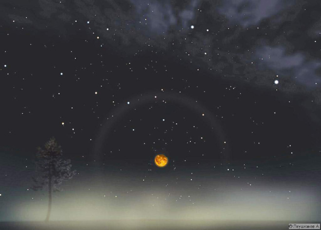 Так изобразил предстоящее лунное затмение любитель астрономии из Вологды Александр Леушканов (© А. Леушканов)