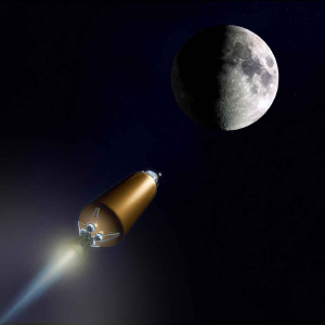 Зонд LCROSS устремляется к Луне. Рисунок с сайта www.universetoday.com