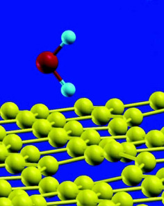 Молекула воды взаимодействует с углеродной наноструктурой (изображение с сайта www.ncsu.edu)
