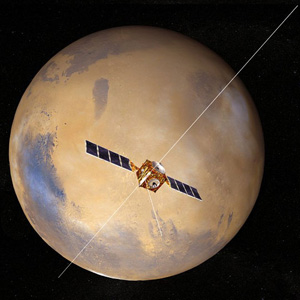 Космический аппарат Mars Express с изготовленной к работе радарной установкой MARSIS (фото с сайта www.planetary.org)
