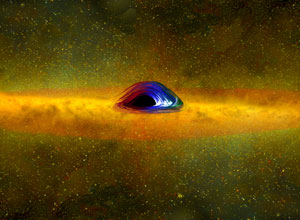 Вещество вблизи черной дыры (иллюстрация с сайта mpg.de)